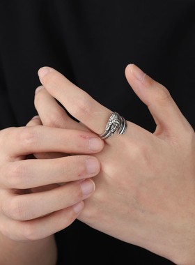 2026印第安风格戒指男不掉色开口可调节复古设计指环女高级百搭饰