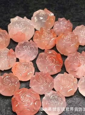 2026保山料南红玛瑙牡丹花 颜色粉红 雕工佳 可DIY手串吊坠挂件