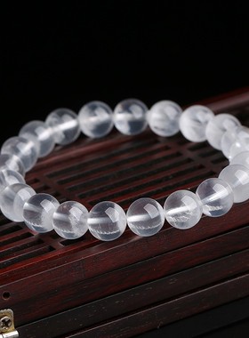 2026天然白幽灵手链女男流行饰品简约气质情侣白色水晶单圈多圈手