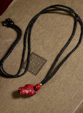 2026天然原矿朱砂十二生肖吊坠高含量紫金帝王红砂本命年项链吊坠