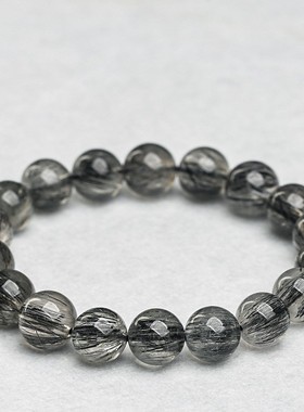 2026名都水晶 天然顺发黑发晶手链 冰种黑色发晶圆珠顺发散珠手串