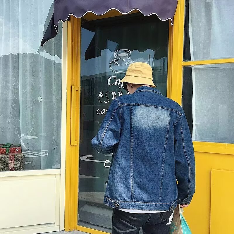 秋季新款男士牛仔外套复古帅气韩版夹克男装休闲春秋款潮流牛仔衣 - 图1