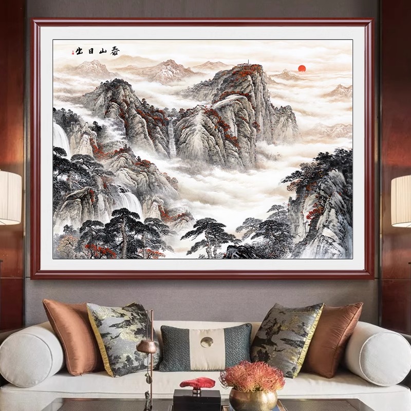五岳独尊泰山画有山无水画靠山图老板办公室背景墙客厅玄关装饰画 - 图0