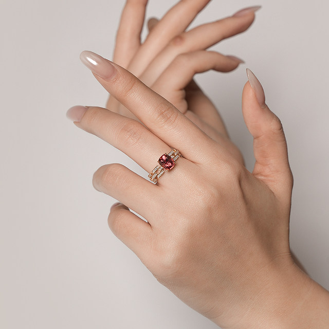 Purple Pink Spinel Ring 18k Gold Gemstone Ring Colorful Jewelry Jewelry Y1