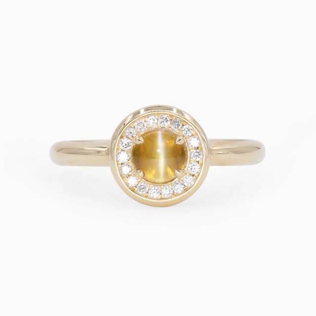 Fuguang 18K gold turquoise cat's eye ring