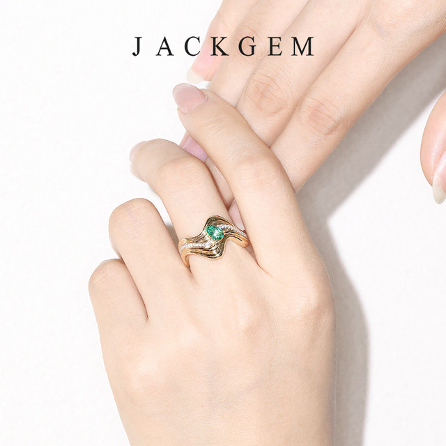 Original jewelry! Water rippled K gold gemstone ring!