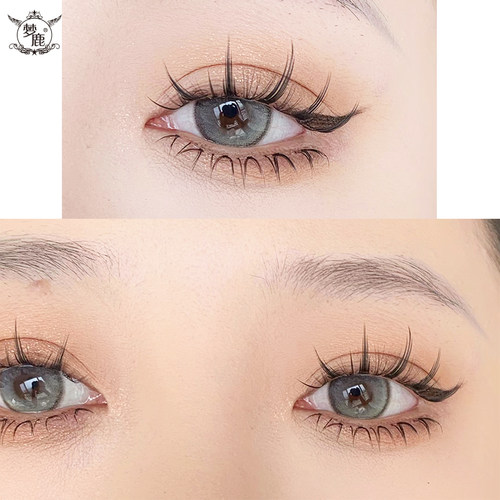 梦鹿假睫毛小恶魔漫画眼自然女仿真浓密单簇嫁接分段式朵毛FD68 - 图2