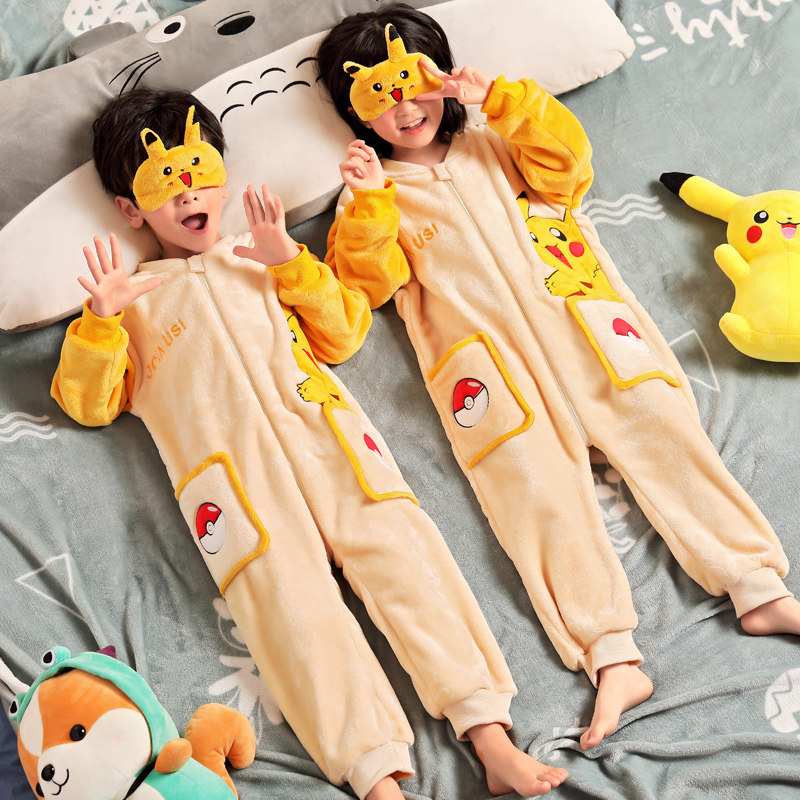 儿童连体秋冬季男孩女童珊瑚绒睡衣 韩黛芙睡衣/家居服套装