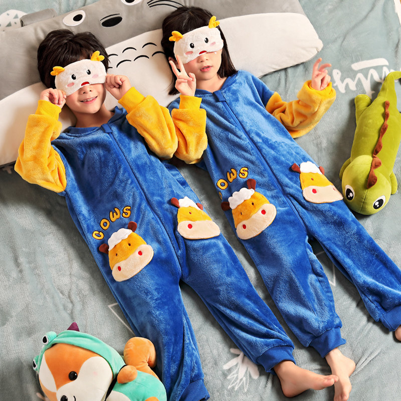 秋冬季儿童连体男童中大童睡衣 韩黛芙睡衣/家居服套装