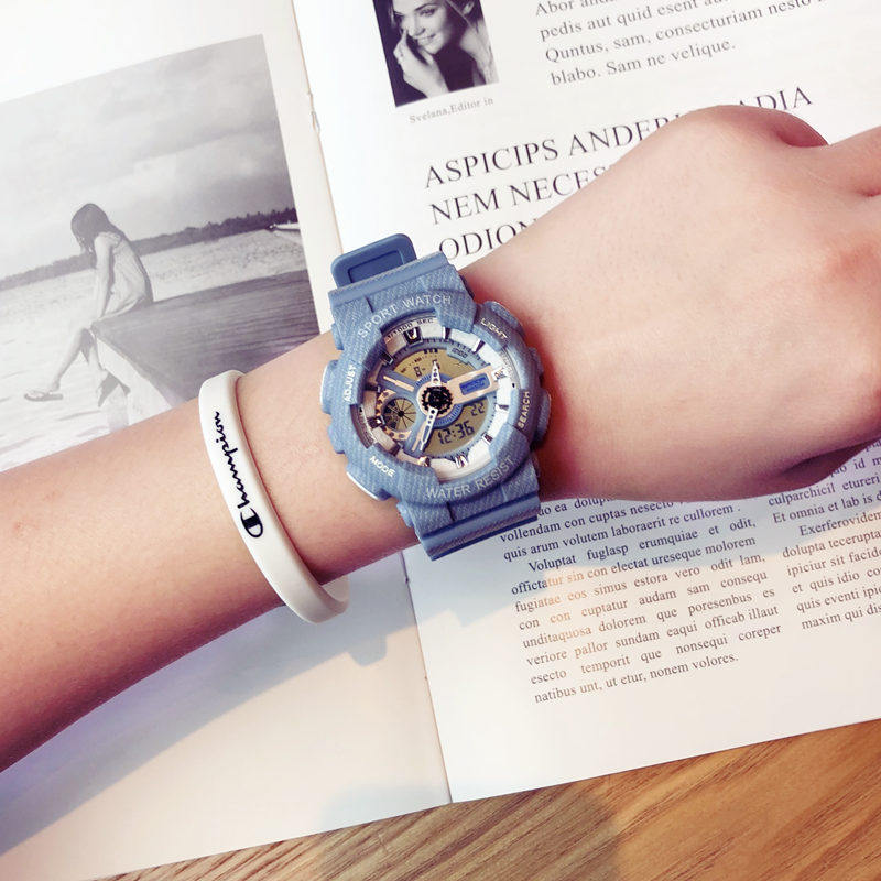 潮牌男非机械女中学生ins风电子表 雅述国产腕表