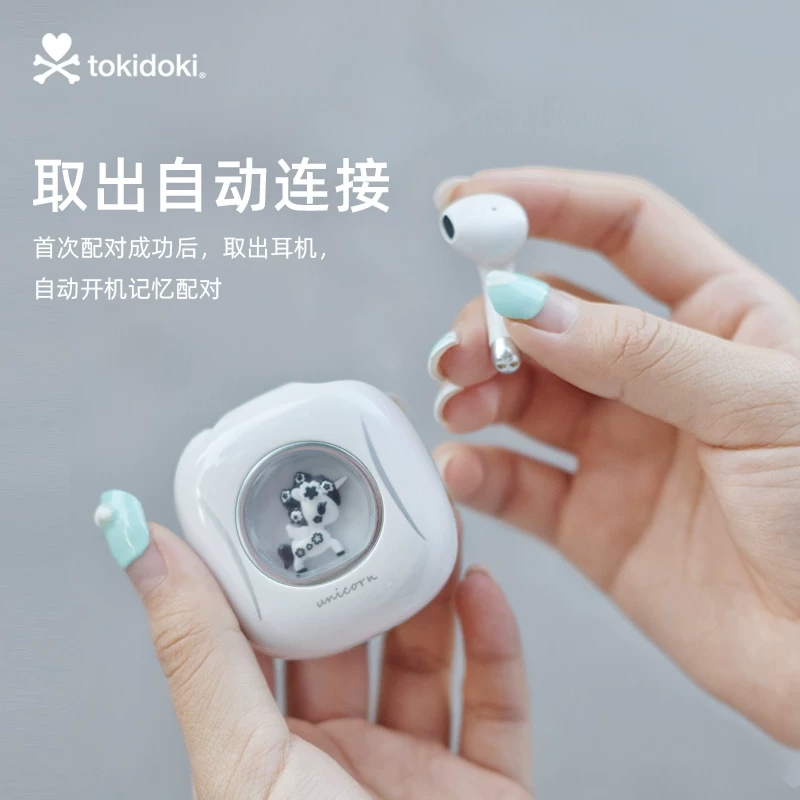 Беспроводные наушники Tokidoki с единорогом, реальное беспроводное соединение, обновление 2022 года, новые уши, длительная автономность, модель для девушек
