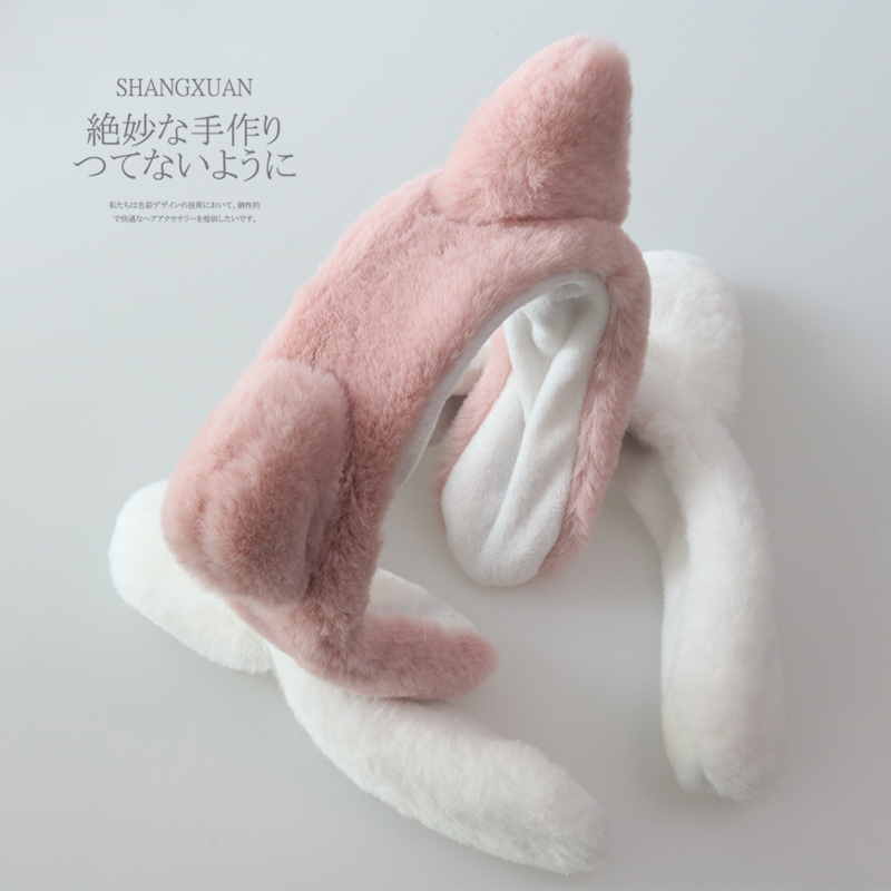 黄子韬同款猫耳朵发箍女洗脸防滑秋冬毛绒发带毛毛头箍宽可爱头饰 - 图1