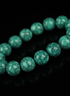 一对原矿老物件绿松石手串高瓷