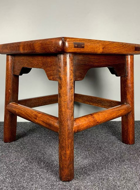 古董文玩花梨木镶嵌贝壳花鸟富贵凳小板凳大号马扎凳子摆件