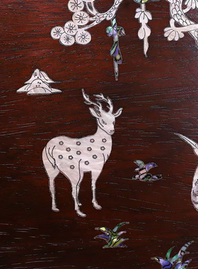 古董文玩小叶紫檀镶嵌贝壳都承盘带抽屉茶台螺钿茶盘复古老物件