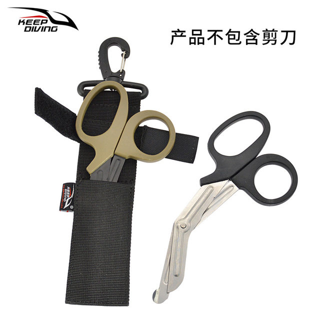 Scuba diving scissor cover wearable webbing underwater escape elbow scissors quick release storage protective cover technical diving equipment