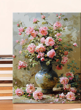 古风繁花似锦数字油画diy填充涂色手工绘治愈系丙烯油彩装饰挂画