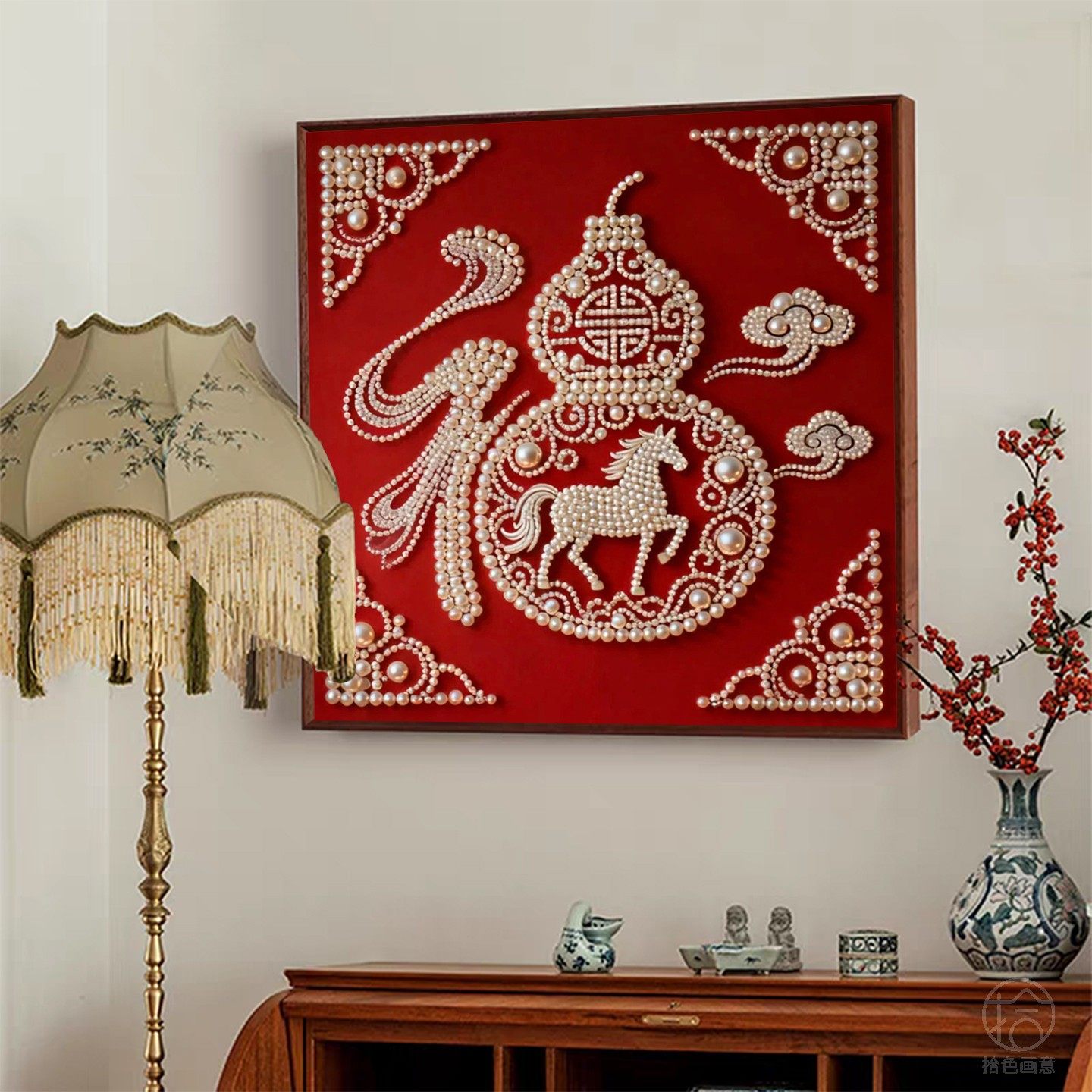 新中式福禄新年珍珠画diy材料包马年福字手工填充数字油画装饰画,淘宝优惠券,粉丝福利购,淘宝优惠卷