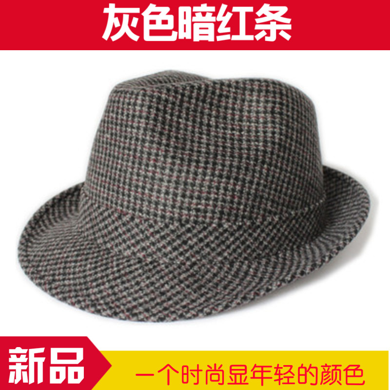 中年人秋冬季羊毛呢男士英伦爵士帽 酷古菲帽子