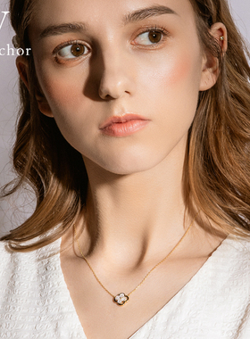 可转动四叶草项链女S925吊坠