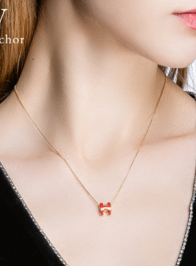 不褪色h字母s925纯银轻奢潮项链