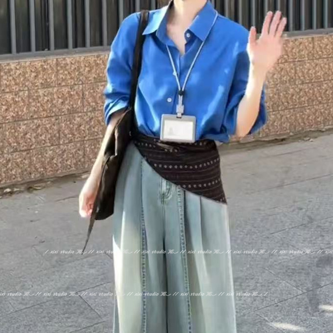 日系棉麻系腰三角巾屁帘高级感丝巾腰带2025新款腰间配饰配牛仔裤 - 图1