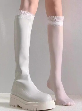 夏季绝美薄款百搭蕾丝小腿袜子女