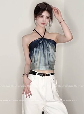 蓝色海洋抹胸丝巾挂脖大尺寸方巾