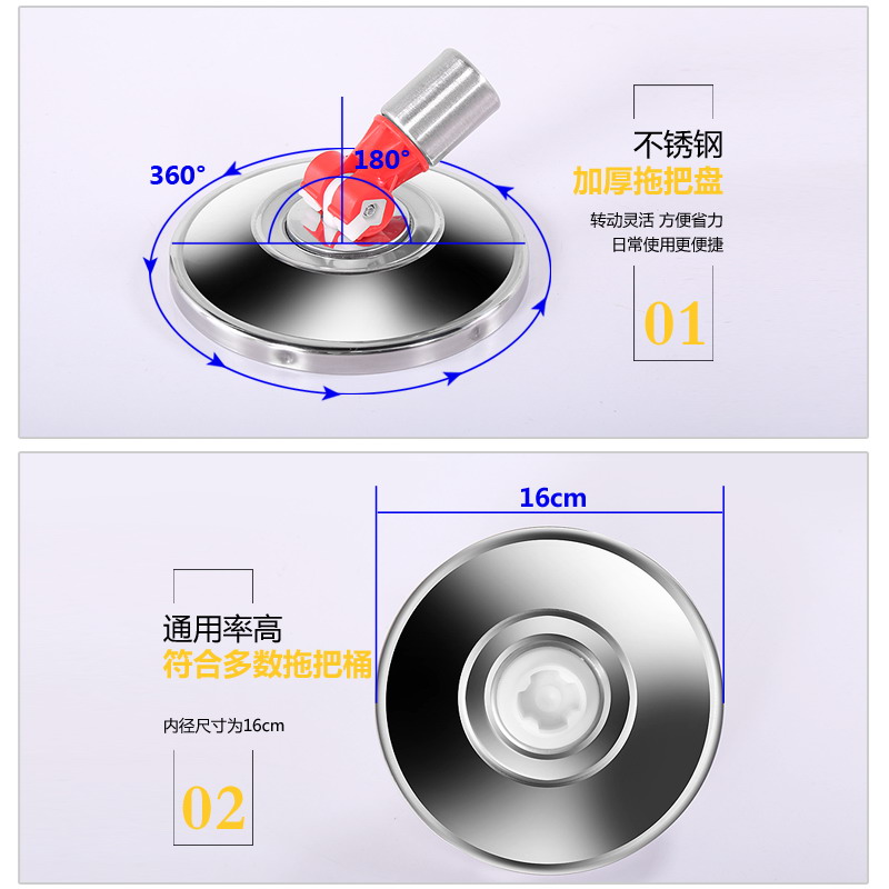 家用旋转拖把杆旋转拖把杆钢盘通用好神拖地墩布配件手压自动甩干 - 图2
