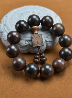 2026中式复古沉香木药沉佛珠手串直切桶珠沉贵宝男女文玩配饰熏香