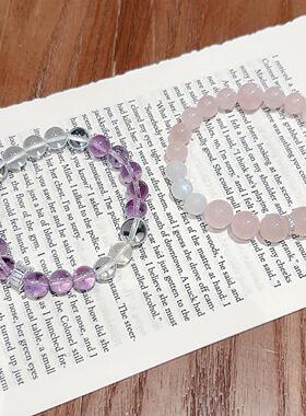 2025美好将至|天然粉水晶手錬女马粉白月光石招桃花手串少女心送