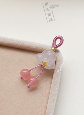 2025天然玉石铃兰花吊坠金丝玉黄龙玉饰品DIY手链小提溜 服饰压襟