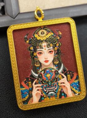 2025朱砂描金手绘款唐卡扎基拉姆嘎乌盒吊坠前世今生佛牌随身项链