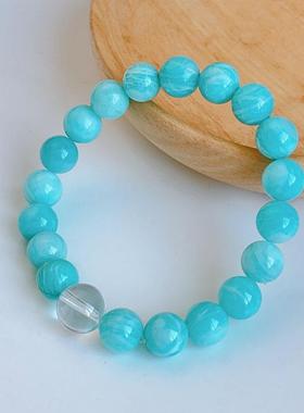 2025百搭简约天河石白水晶手串清爽显白串珠手串送女友送闺蜜饰品