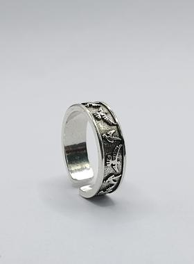 2025千叶复古吉祥图案和平鸽开口指环纯手工制作飞翔小鸟男女开口