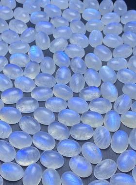 2025天然蓝月光戒面裸石蛋面DIY编绳绕线镶嵌戒指吊坠手链耳钉白