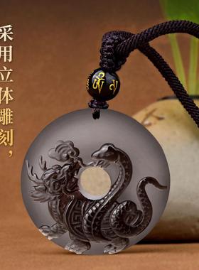 2025天然黑曜石玄武吊坠男女款挂件黑色龟蛇北方玄武五行缺水补水