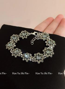 2026韩系新款灰色水钻手链清冷高级石感轻奢小众精致超闪气质几何