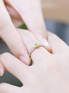 2025廖夫人珠宝镶嵌黄钻钻石戒指小清新新品钻戒女戒彩金