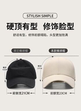 大头围棉质棒球帽男士春秋大号防晒太阳帽百搭休闲硬顶时尚鸭舌帽