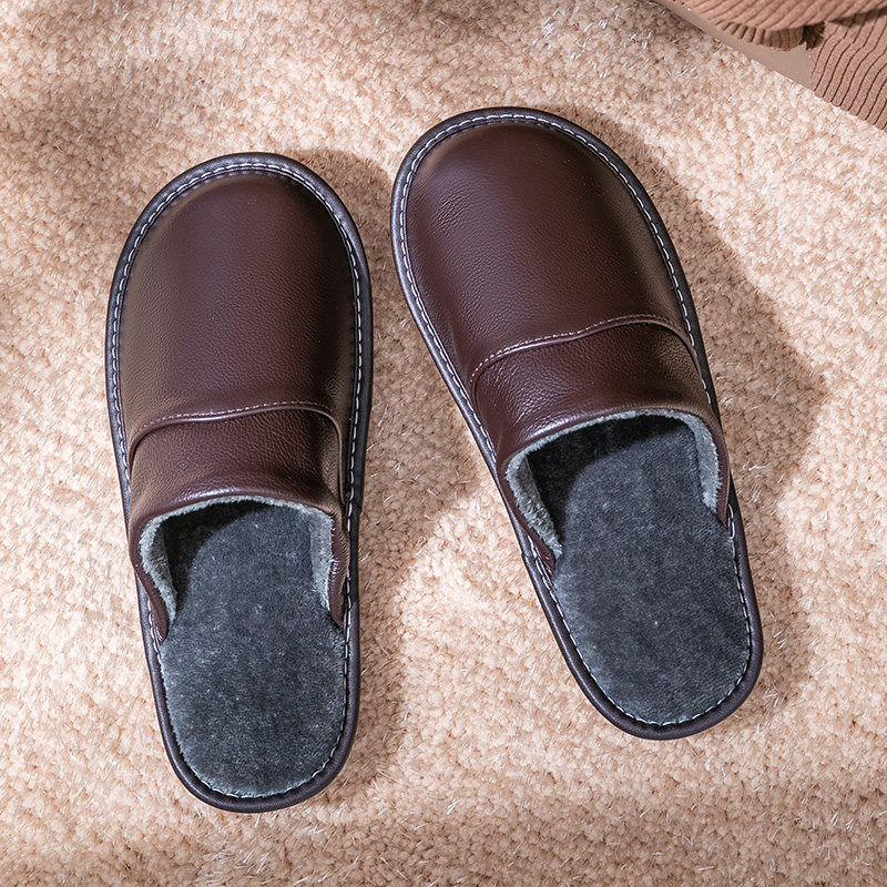 PESASRIE/柏萨尼 高档真皮棉拖鞋男女居家秋冬季室内保暖情侣棉拖,淘宝优惠券,粉丝福利购,淘宝优惠卷