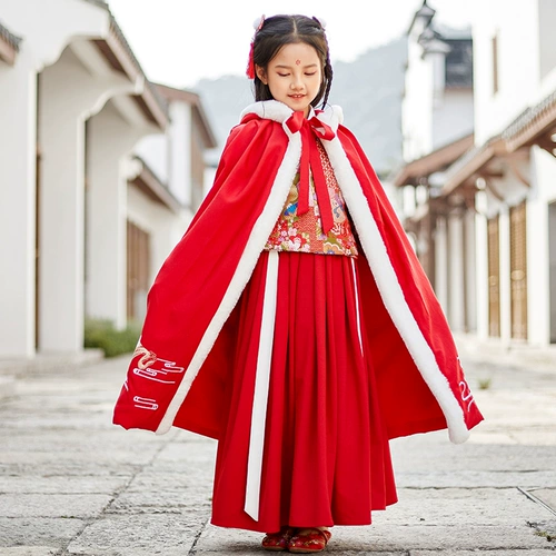 Ханьфу, демисезонный детский плащ, ветрозащитная детская куртка для выхода на улицу, увеличенная толщина, китайский стиль