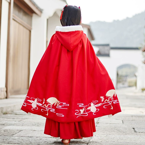 Ханьфу, демисезонный детский плащ, ветрозащитная детская куртка для выхода на улицу, увеличенная толщина, китайский стиль