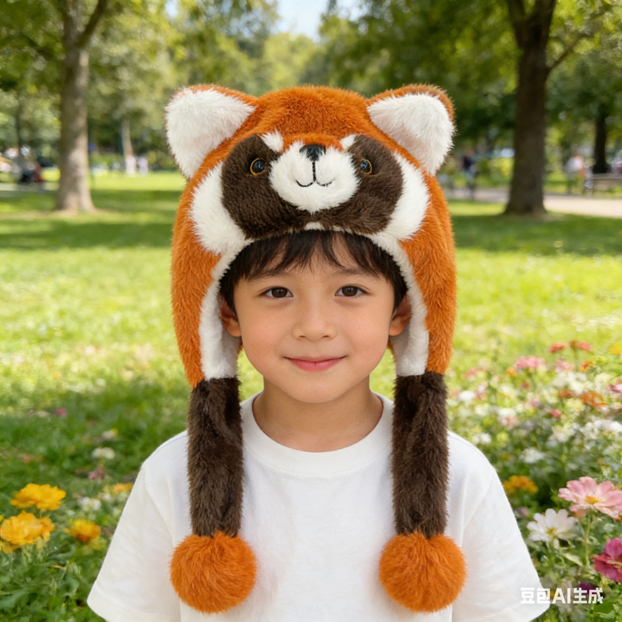 儿童帽子冬季可爱卡通小浣熊毛绒雷锋帽女秋冬保暖护耳帽会动耳朵,淘宝优惠券,粉丝福利购,淘宝优惠卷