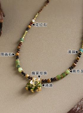 夏季清新复古新中式小象锁骨链