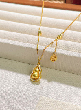925银镀金葫芦设计师锁骨链