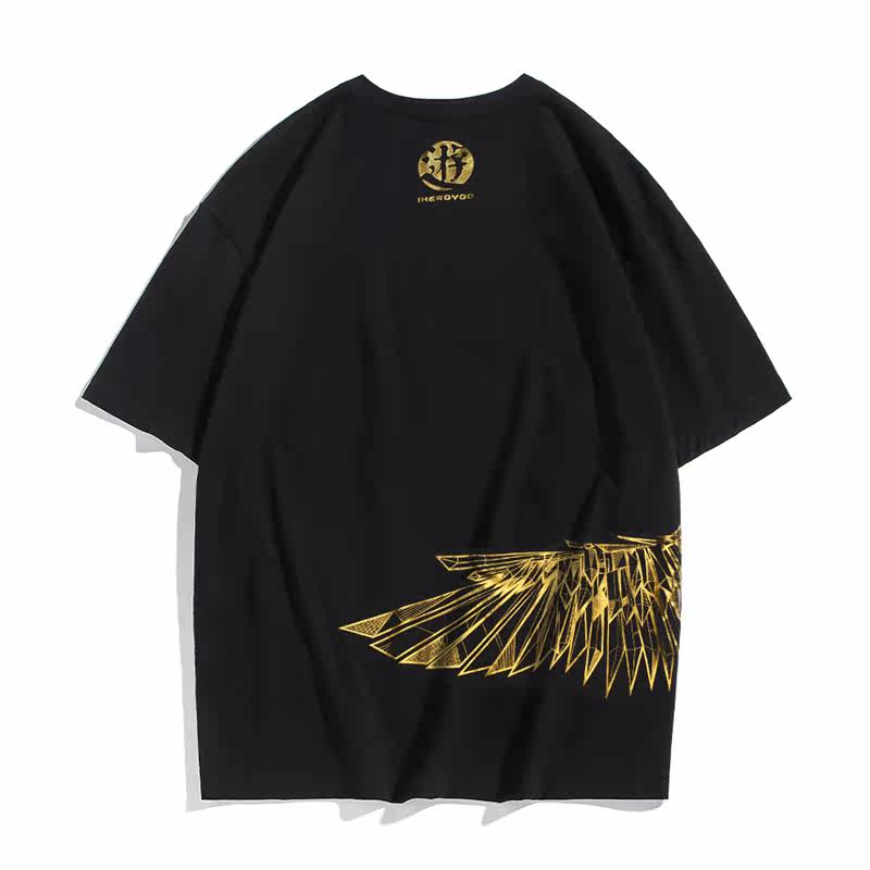 爱戏游潮牌boy短袖后背烫金夏t恤 爱戏游T恤