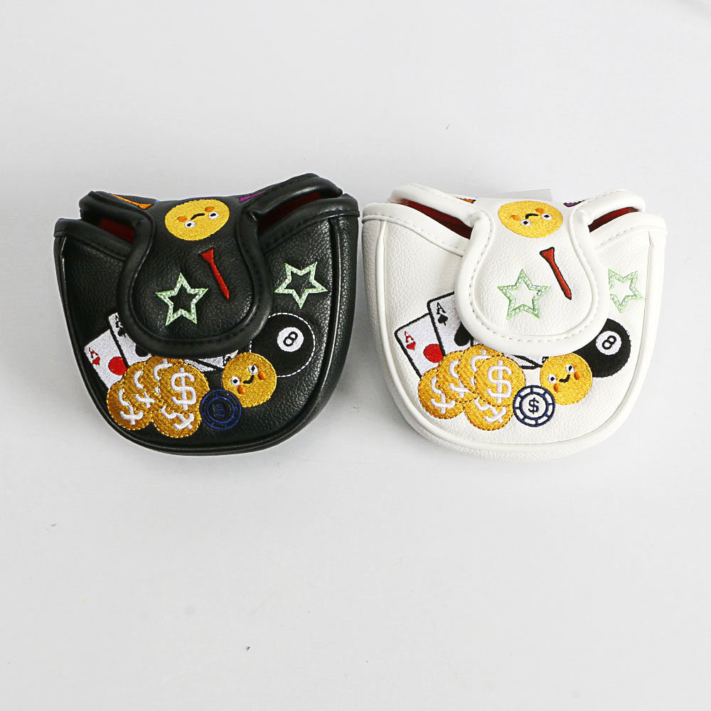 新款高尔夫推杆套直条半圆推杆保护套磁铁闭合球杆帽套扑克牌图案,淘宝优惠券,粉丝福利购,淘宝优惠卷