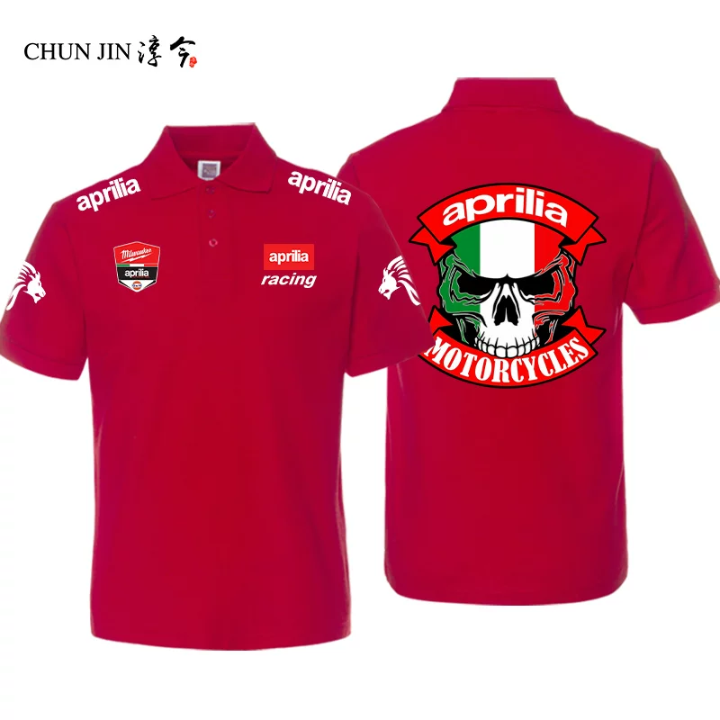 Приталенная мужская и женская пара футболка с коротким рукавом Aprilia Motorcycle Lottery Lovers Polo Shirt командная одежда