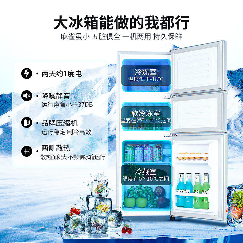 新飞家用小冰箱双门节能静音三门 新飞利朔厨房冰箱